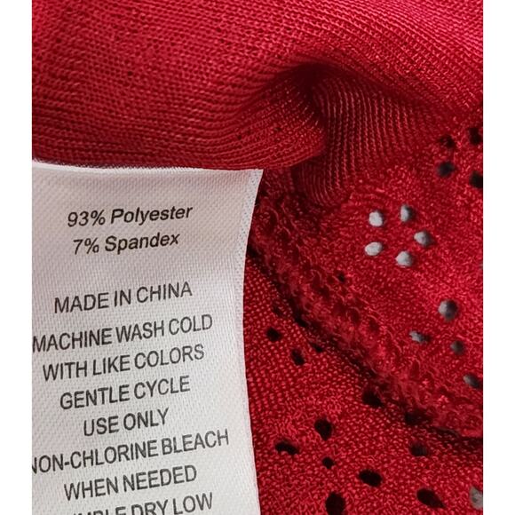 Rebecca Malone Petites Red Button Up Cardigan Sweater PXL Scalloped Hem Soft - Picture 7 of 7